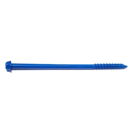 Midwest Fastener Masonry Screw, 1/4" Dia., Flat, 5 in L, Steel Blue Ruspert, 100 PK 07877